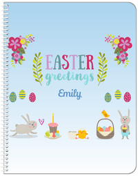 Thumbnail for Personalized Easter Notebook X - Easter Greetings - Blue Background - Front View