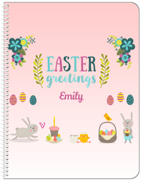Thumbnail for Personalized Easter Notebook X - Easter Greetings - Pink Background - Front View