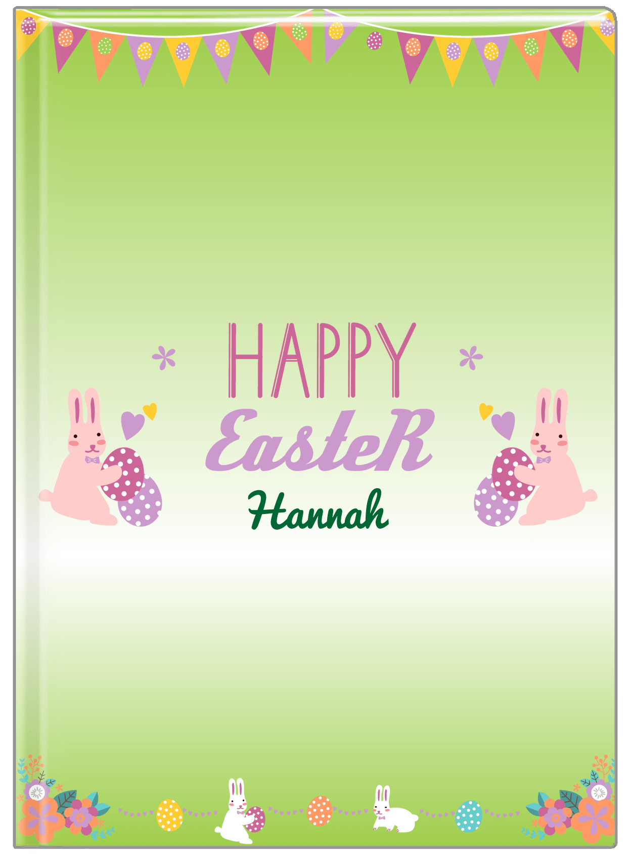Personalized Easter Journal II - Easter Bunny - Green Background - Front View