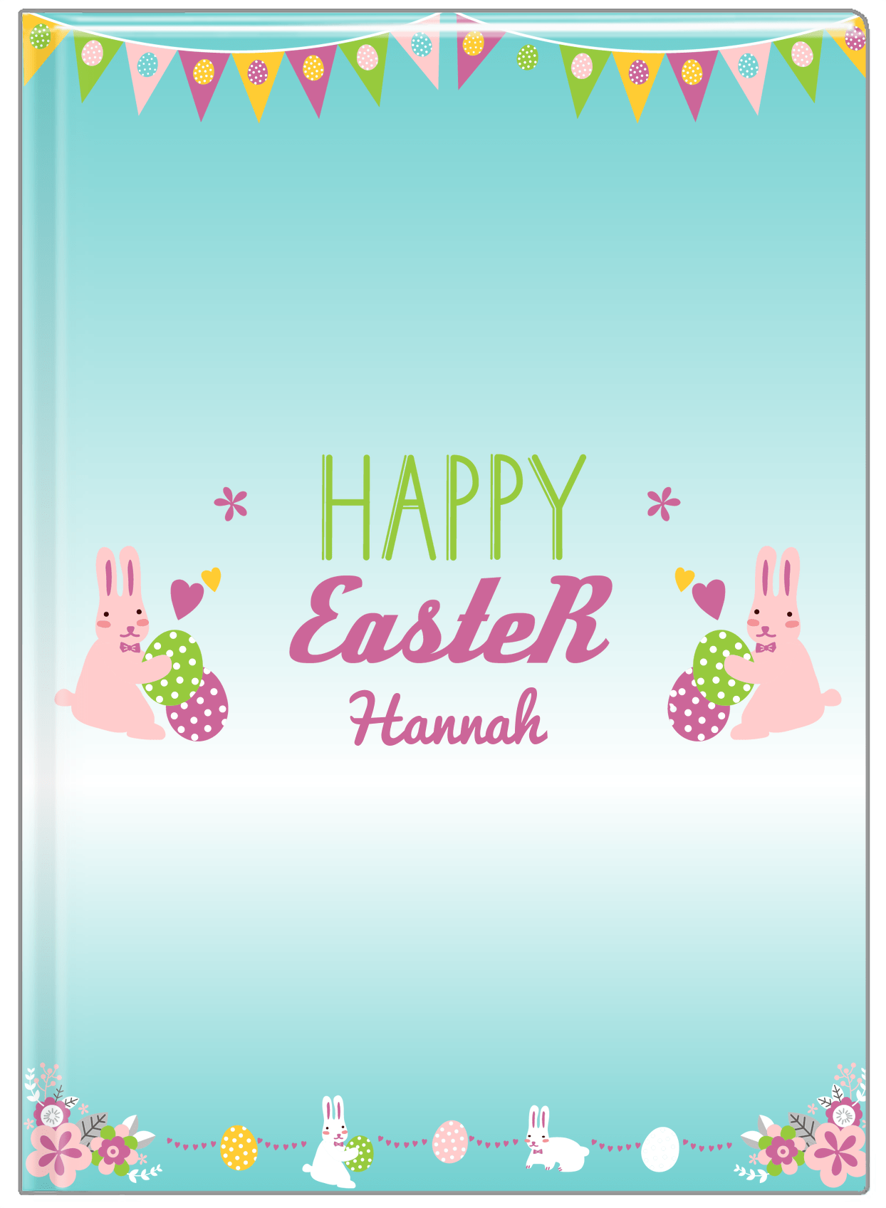 Personalized Easter Journal II - Easter Bunny - Teal Background - Front View