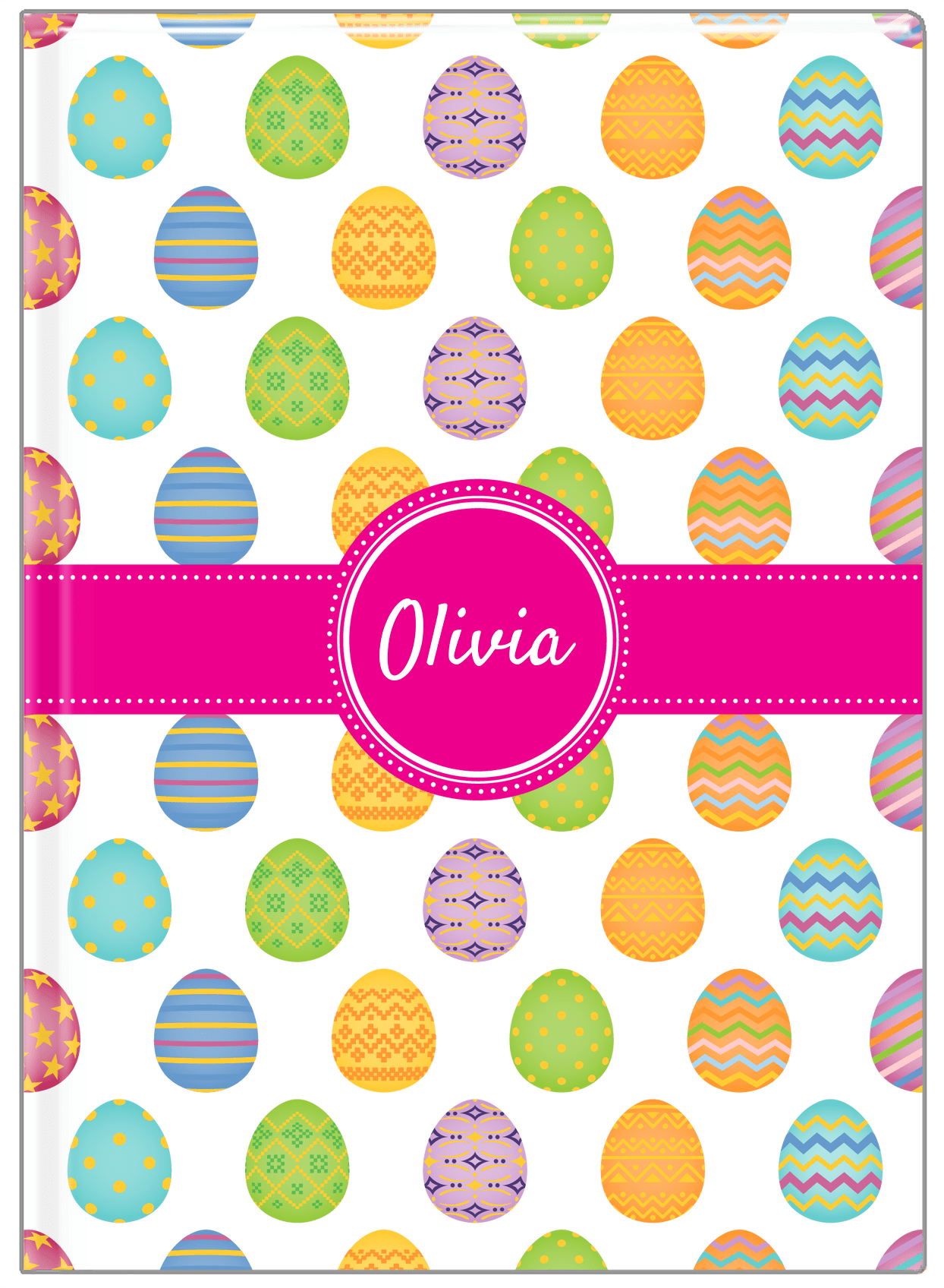 Personalized Easter Journal IV - Easter Eggs - Circle Ribbon Nameplate - Front View