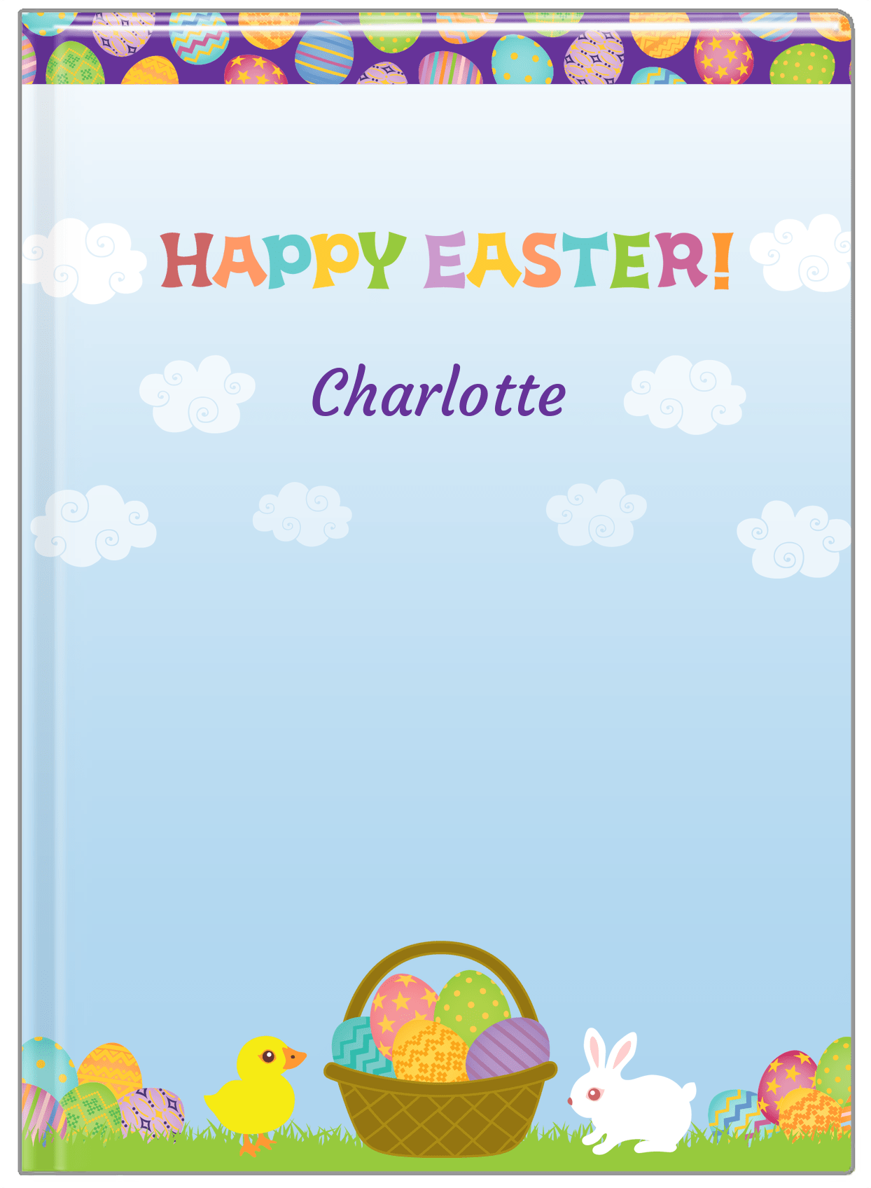 Personalized Easter Journal V - Easter Basket - Blue Background - Front View