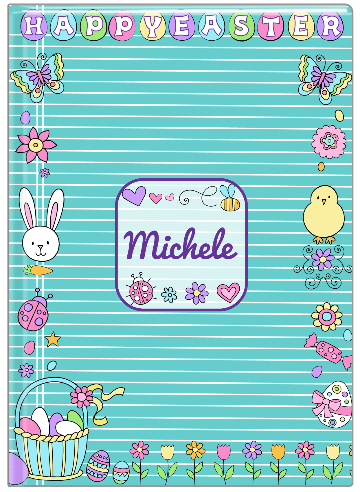 Personalized Easter Journal VI - Easter Bliss - Teal Background - Front View