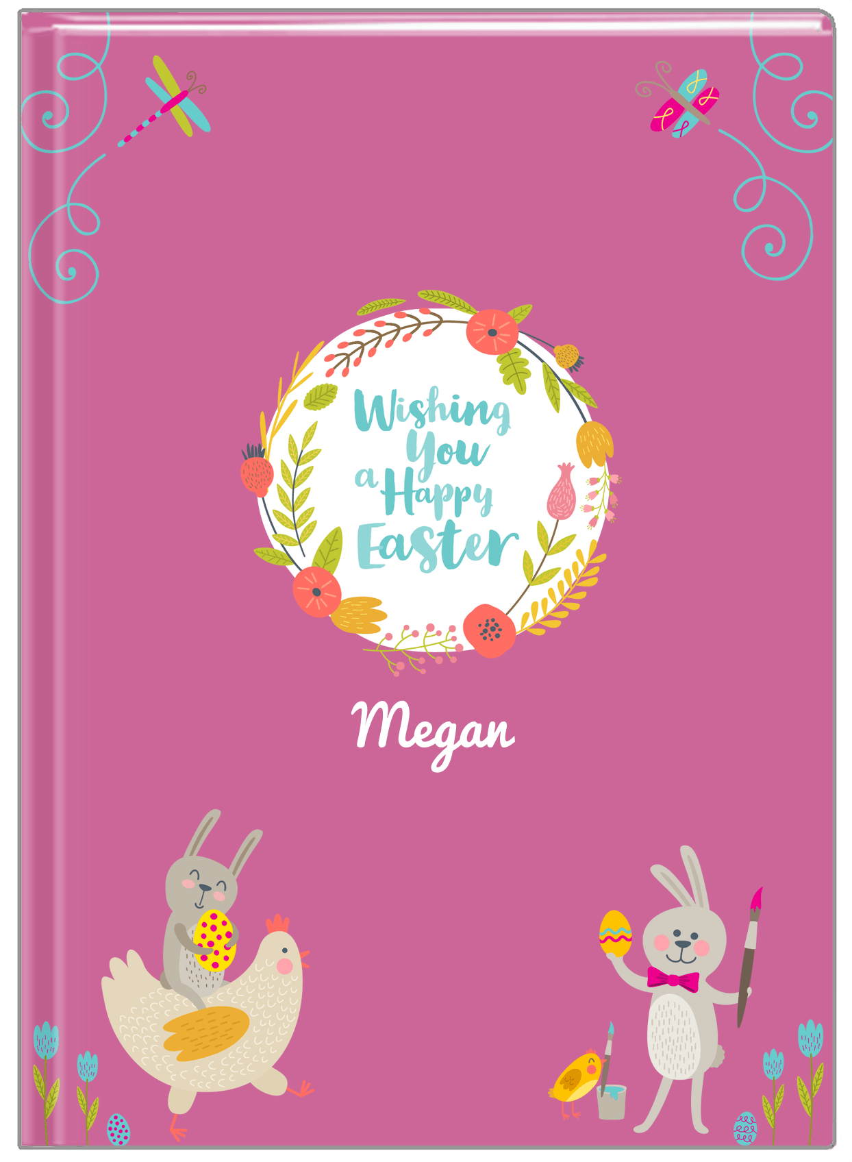 Personalized Easter Journal VIII - Happy Easter - Pink Background - Front View