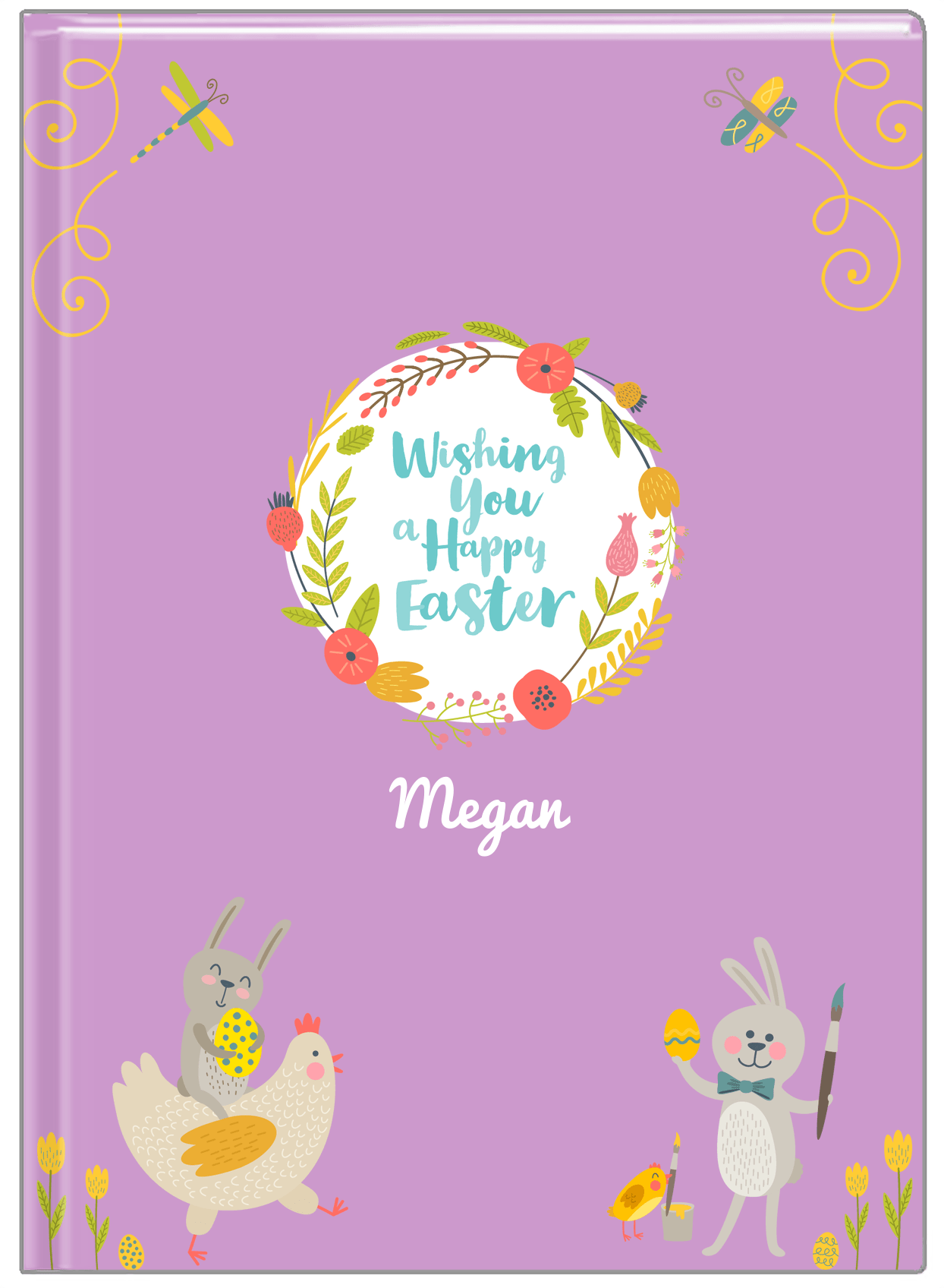 Personalized Easter Journal VIII - Happy Easter - Purple Background - Front View