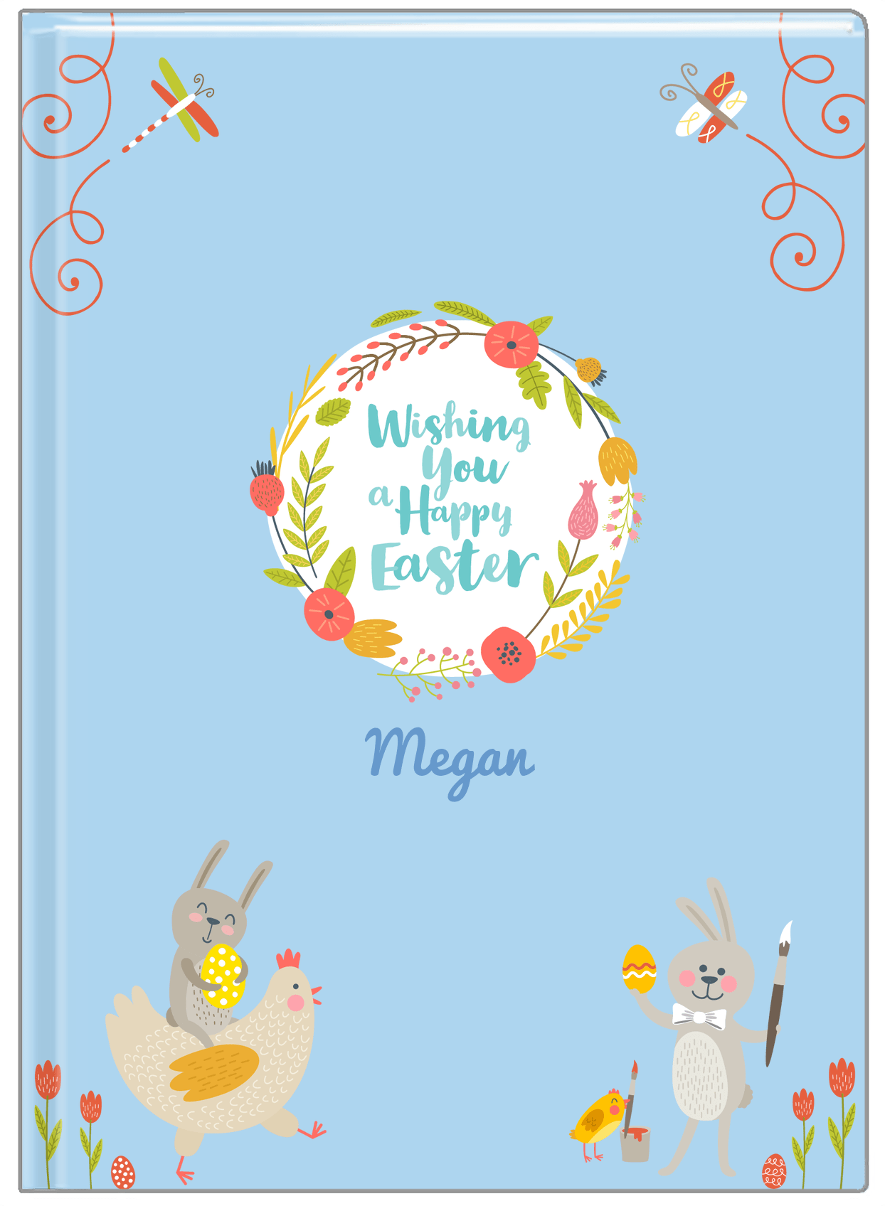 Personalized Easter Journal VIII - Happy Easter - Blue Background - Front View