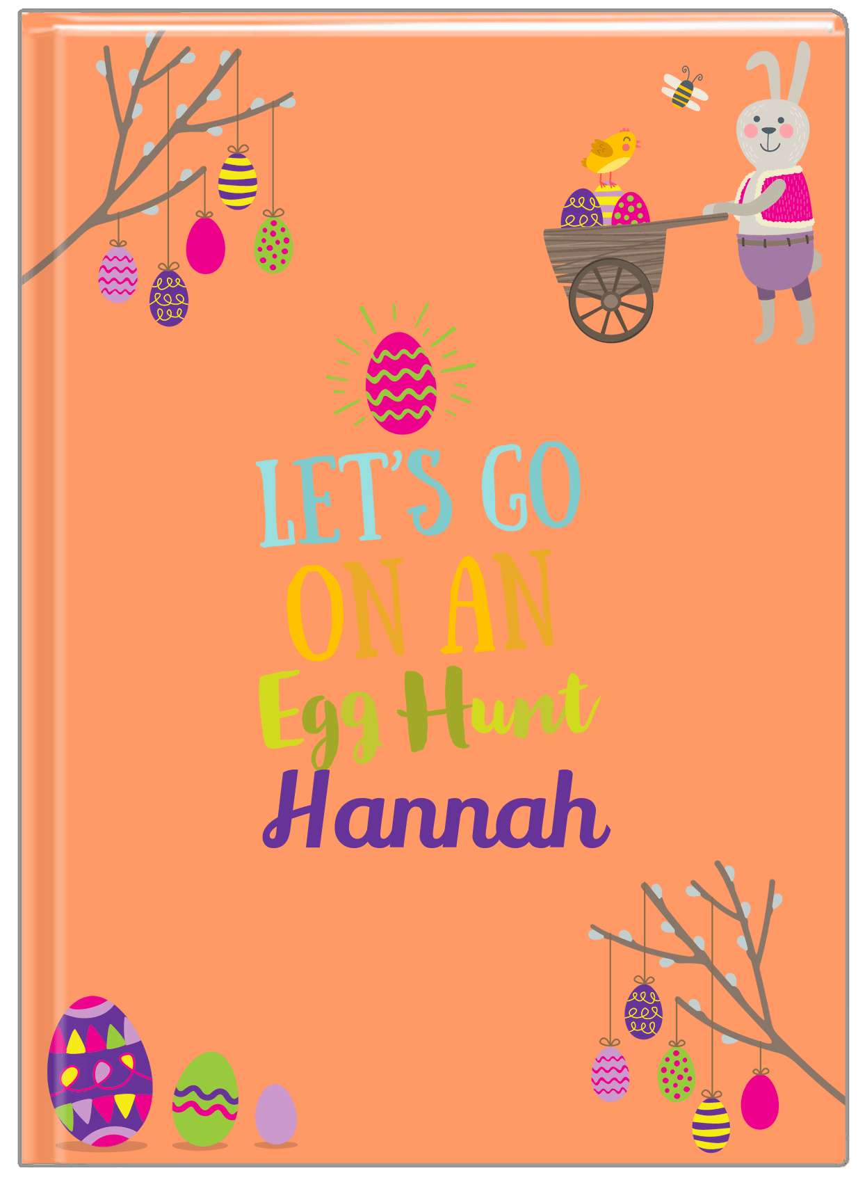 Personalized Easter Journal IX - Egg Hunt - Orange Background - Front View