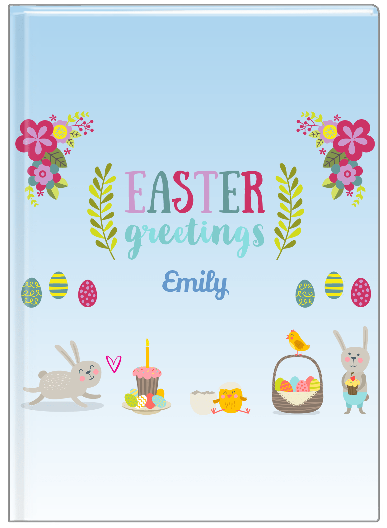 Personalized Easter Journal X - Easter Greetings - Blue Background - Front View