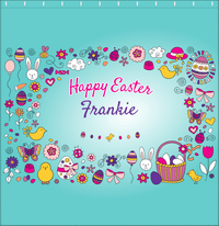 Thumbnail for Personalized Easter Shower Curtain I - Easter Doodle - Teal Background - Decorate View