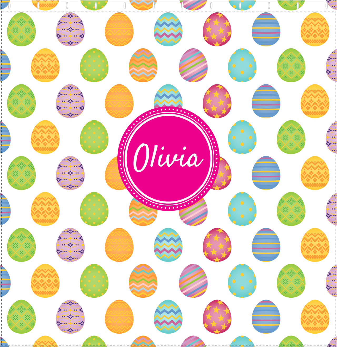 Personalized Easter Shower Curtain IV - Egg Pattern - Circle Nameplate - Decorate View