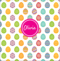 Thumbnail for Personalized Easter Shower Curtain IV - Egg Pattern - Circle Nameplate - Decorate View