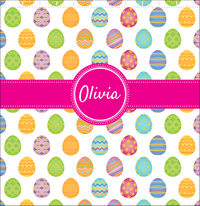 Thumbnail for Personalized Easter Shower Curtain IV - Egg Pattern - Circle Ribbon Nameplate - Decorate View