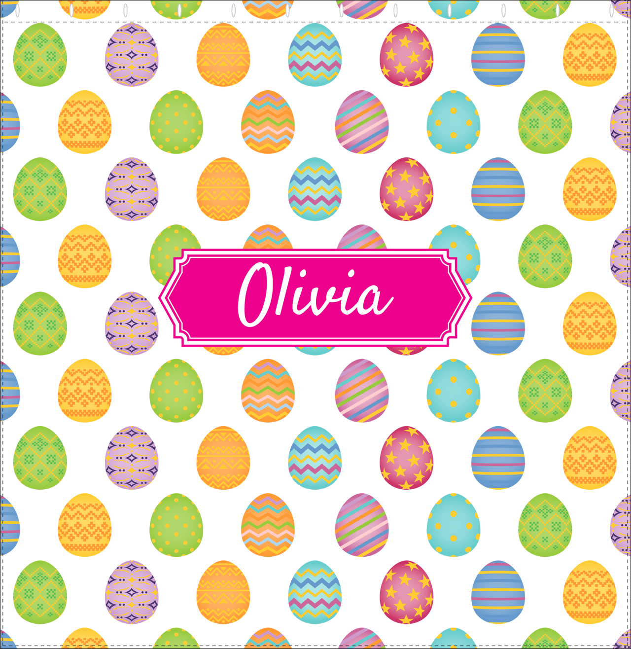 Personalized Easter Shower Curtain IV - Egg Pattern - Decorative Rectangle Nameplate - Decorate View