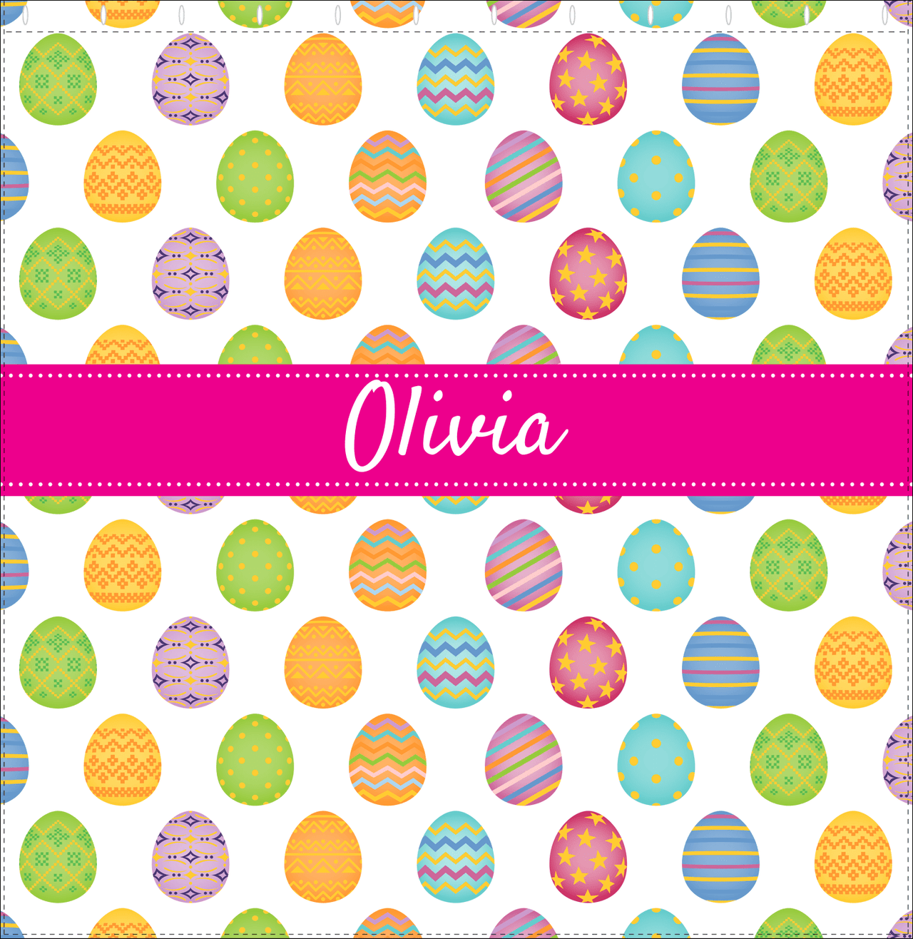 Personalized Easter Shower Curtain IV - Egg Pattern - Ribbon Nameplate - Decorate View