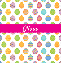 Thumbnail for Personalized Easter Shower Curtain IV - Egg Pattern - Ribbon Nameplate - Decorate View