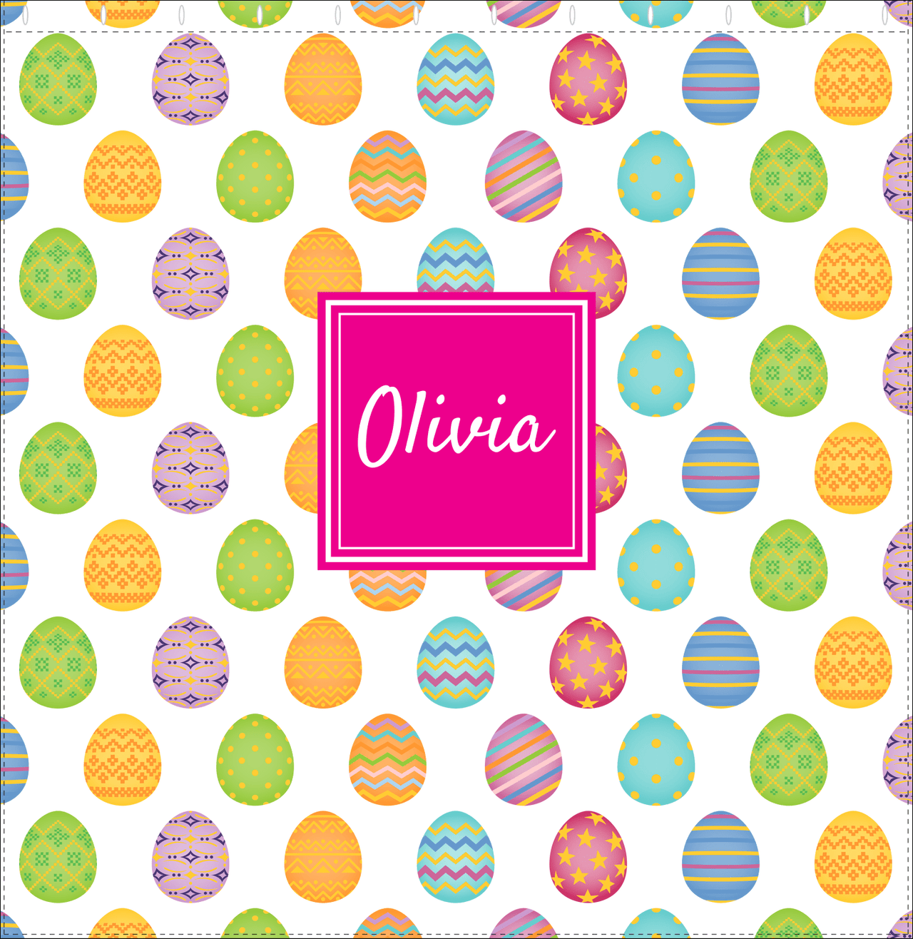 Personalized Easter Shower Curtain IV - Egg Pattern - Square Nameplate - Decorate View