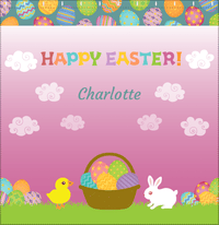 Thumbnail for Personalized Easter Shower Curtain V - Easter Basket - Pink Background - Decorate View