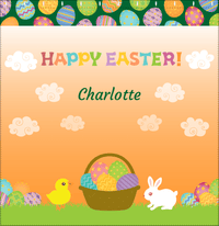 Thumbnail for Personalized Easter Shower Curtain V - Easter Basket - Orange Background - Decorate View