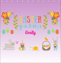 Thumbnail for Personalized Easter Shower Curtain X - Easter Greetings - Purple Background - Decorate View
