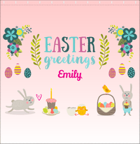 Thumbnail for Personalized Easter Shower Curtain X - Easter Greetings - Pink Background - Decorate View