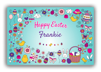 Thumbnail for Personalized Easter Canvas Wrap & Photo Print I - Easter Doodle - Teal Background - Front View