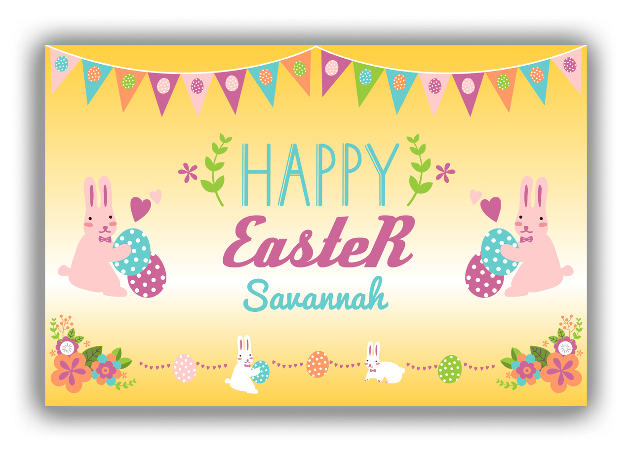 Personalized Easter Canvas Wrap & Photo Print II - Easter Bunny - Yellow Background - Front View