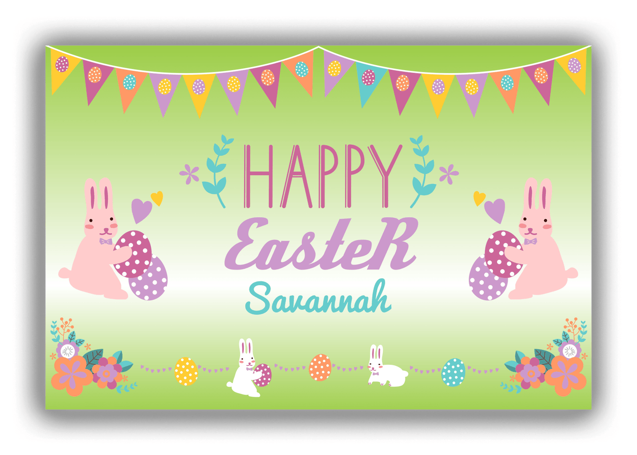 Personalized Easter Canvas Wrap & Photo Print II - Easter Bunny - Green Background - Front View