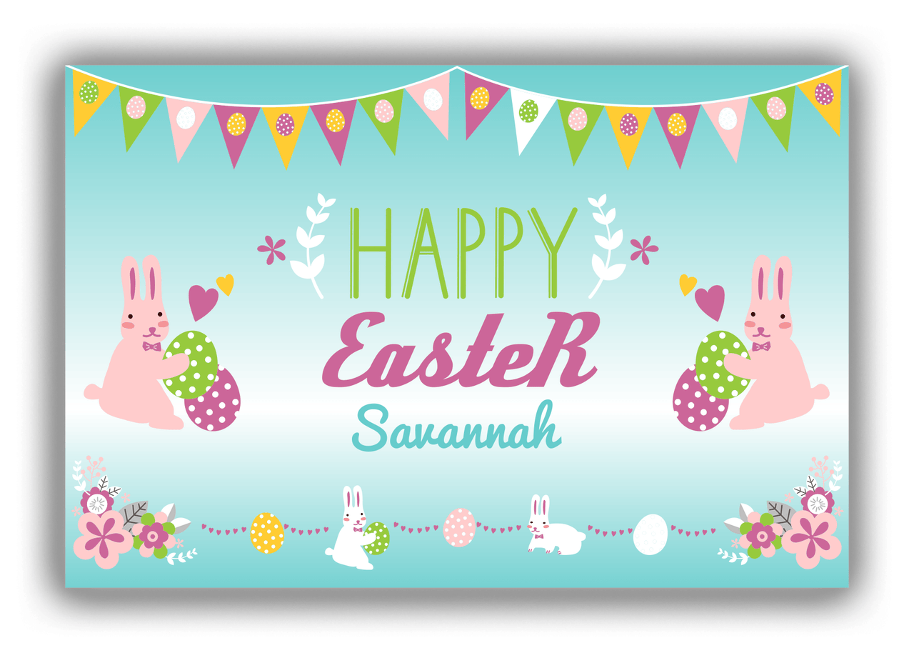 Personalized Easter Canvas Wrap & Photo Print II - Easter Bunny - Teal Background - Front View