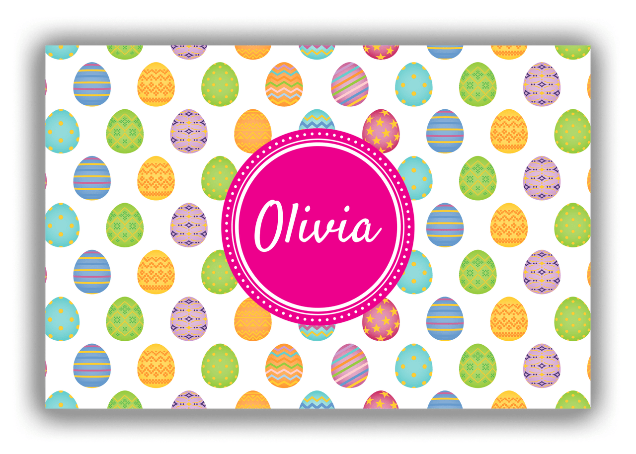 Personalized Easter Canvas Wrap & Photo Print IV - Egg Pattern - Circle Nameplate - Front View