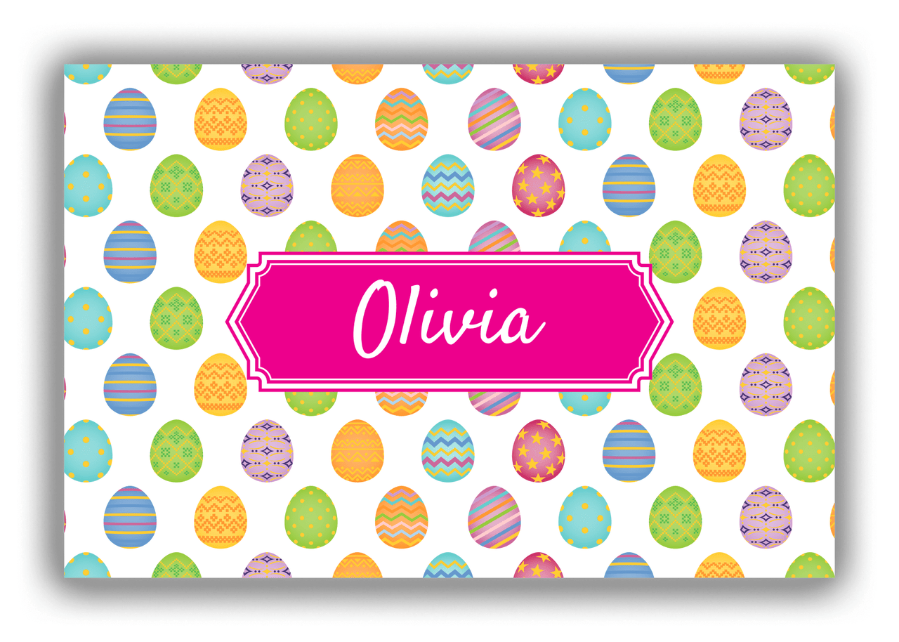 Personalized Easter Canvas Wrap & Photo Print IV - Egg Pattern - Decorative Rectangle Nameplate - Front View