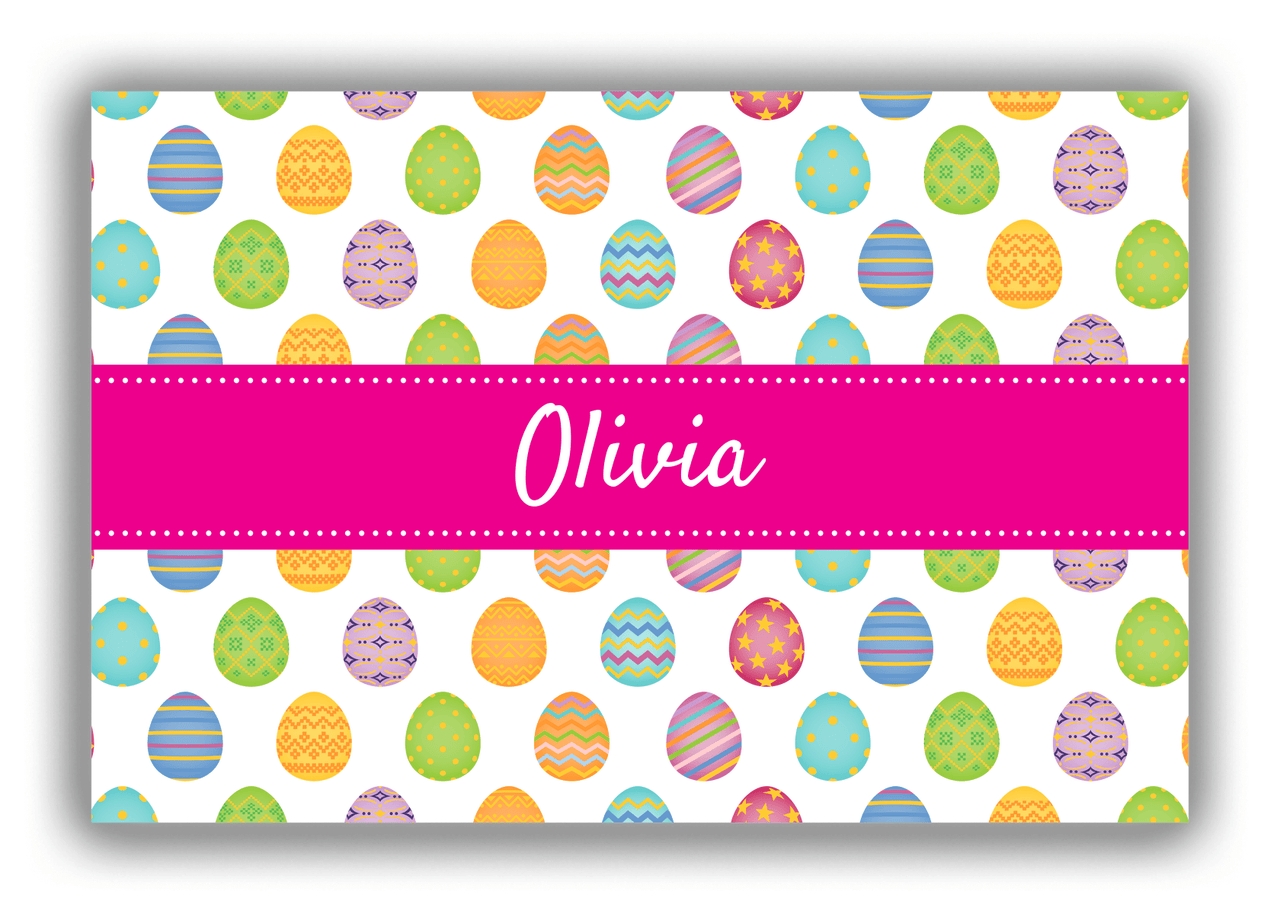 Personalized Easter Canvas Wrap & Photo Print IV - Egg Pattern - Ribbon Nameplate - Front View