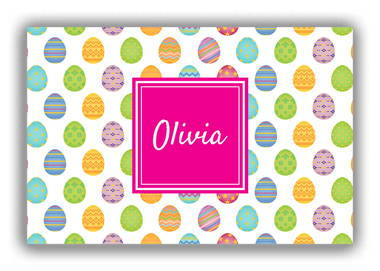 Personalized Easter Canvas Wrap & Photo Print IV - Egg Pattern - Square Nameplate - Front View