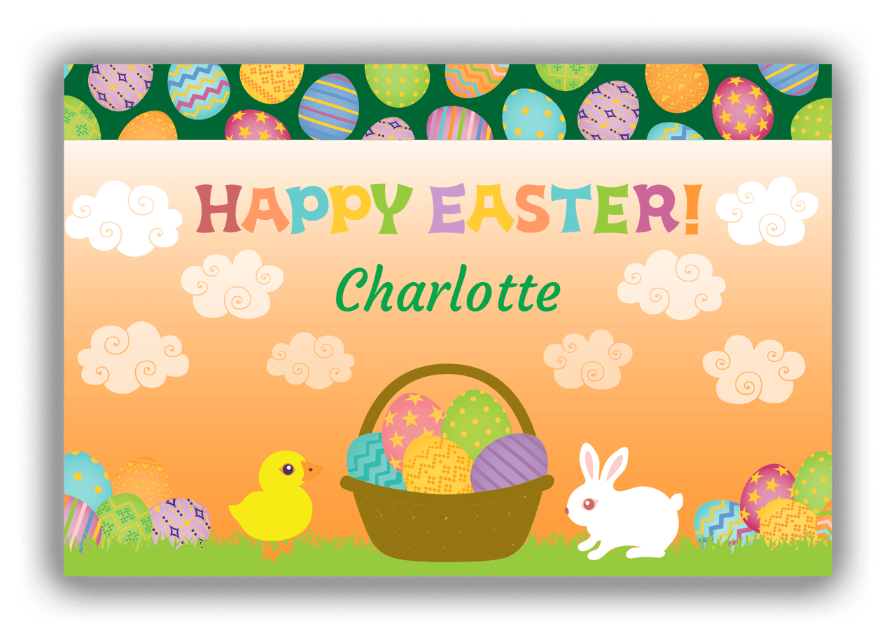 Personalized Easter Canvas Wrap & Photo Print V - Egg Basket - Orange Background - Front View