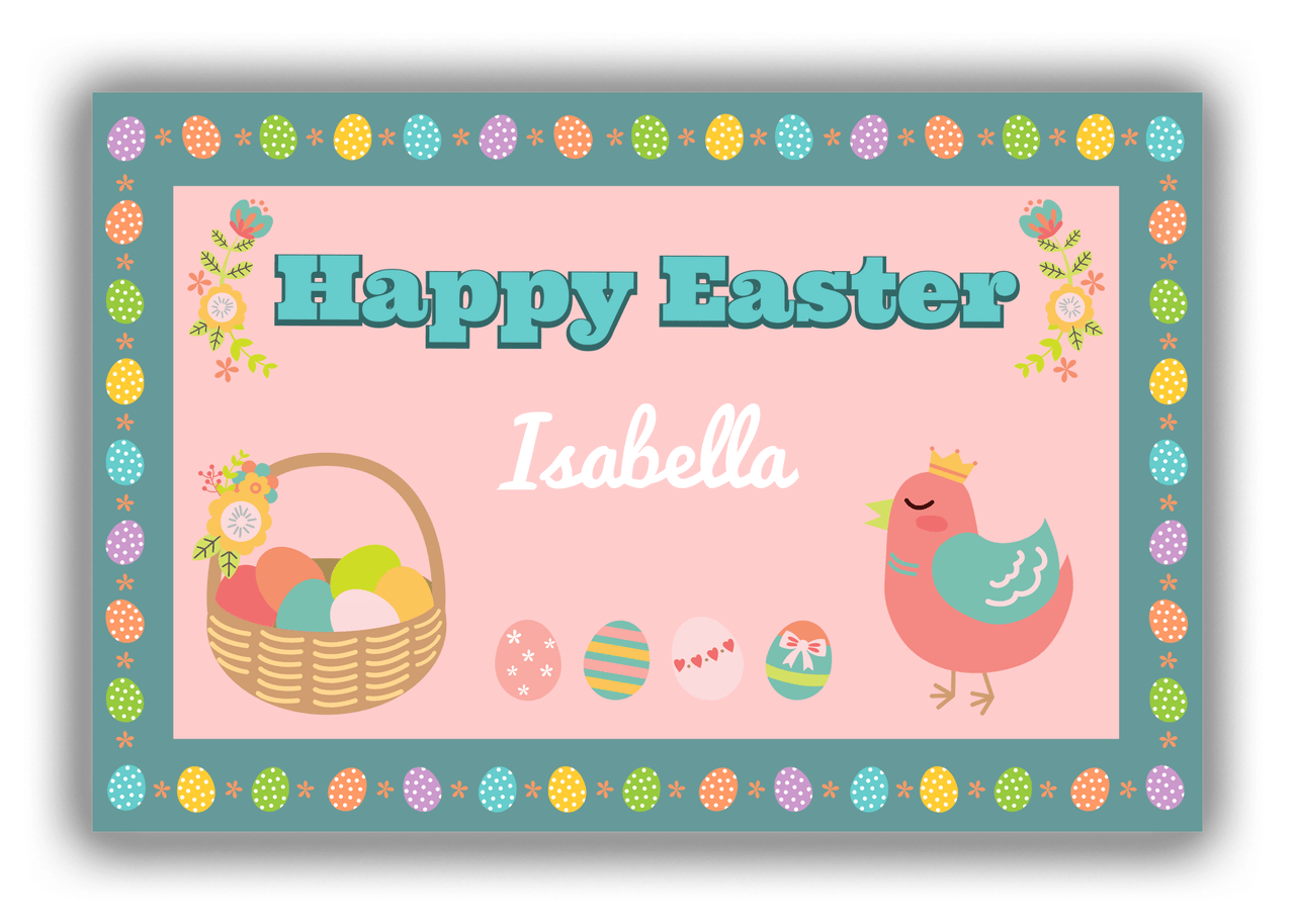 Personalized Easter Canvas Wrap & Photo Print VII - Easter Eggs - Pink Background - Front View