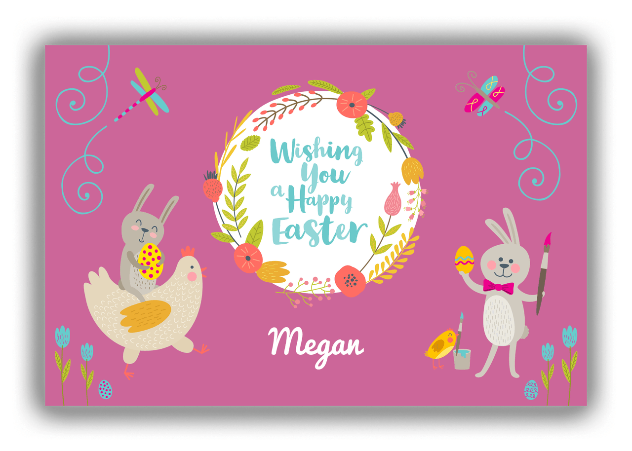 Personalized Easter Canvas Wrap & Photo Print VIII - Happy Easter - Pink Background - Front View