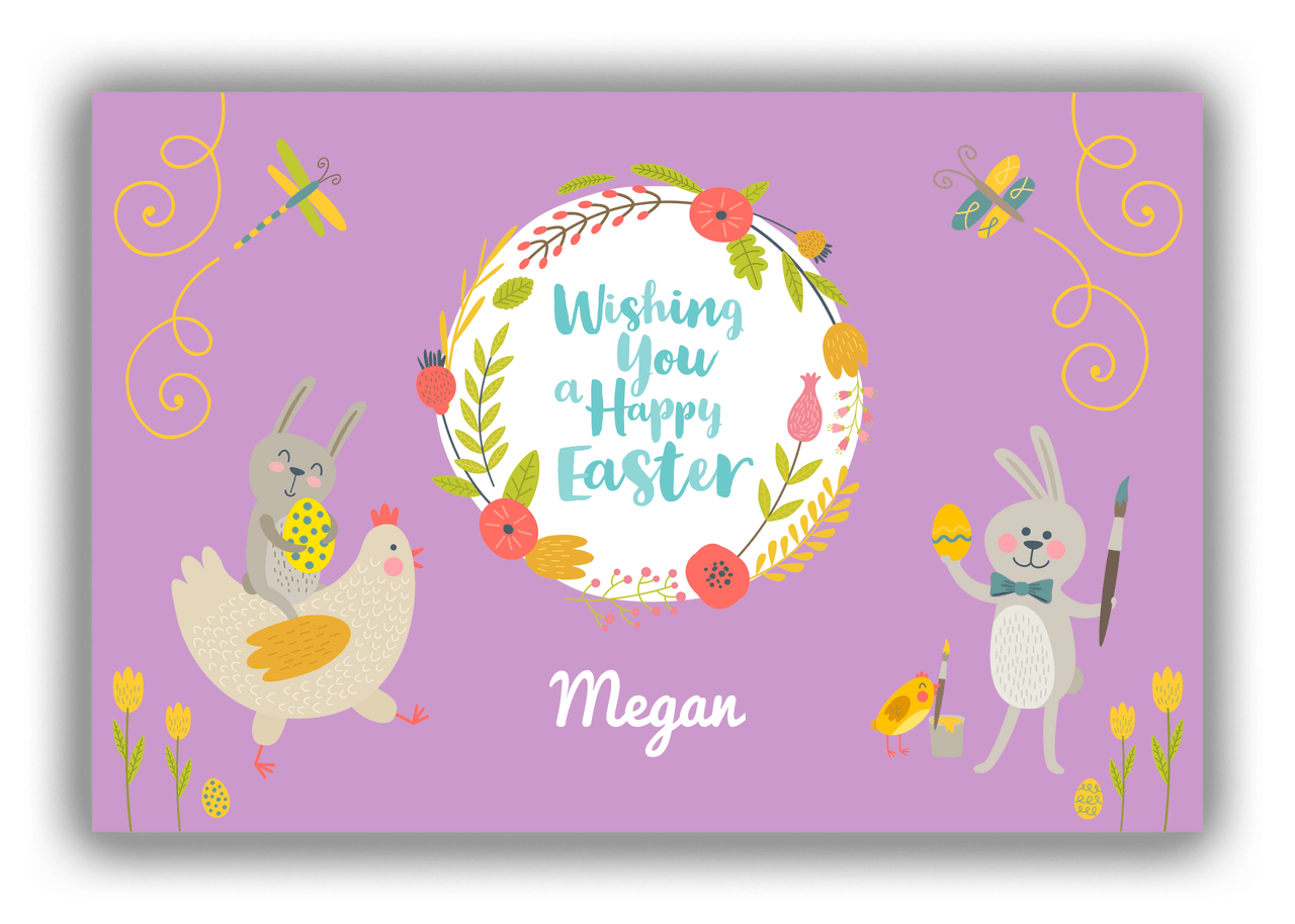 Personalized Easter Canvas Wrap & Photo Print VIII - Happy Easter - Purple Background - Front View