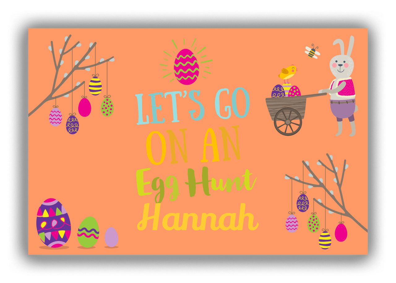Personalized Easter Canvas Wrap & Photo Print IX - Egg Hunt - Orange Background - Front View