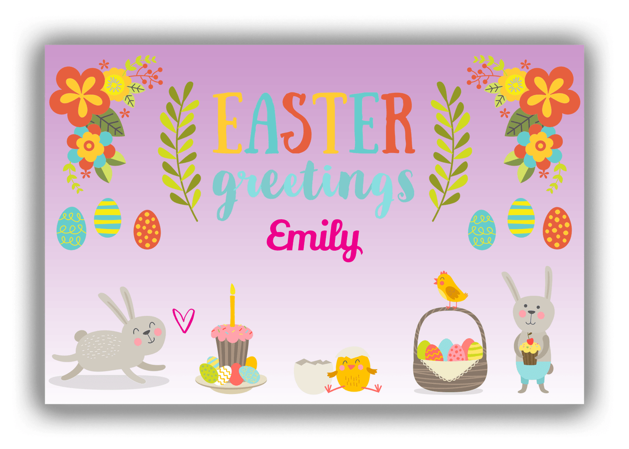 Personalized Easter Canvas Wrap & Photo Print X - Easter Greetings - Purple Background - Front View