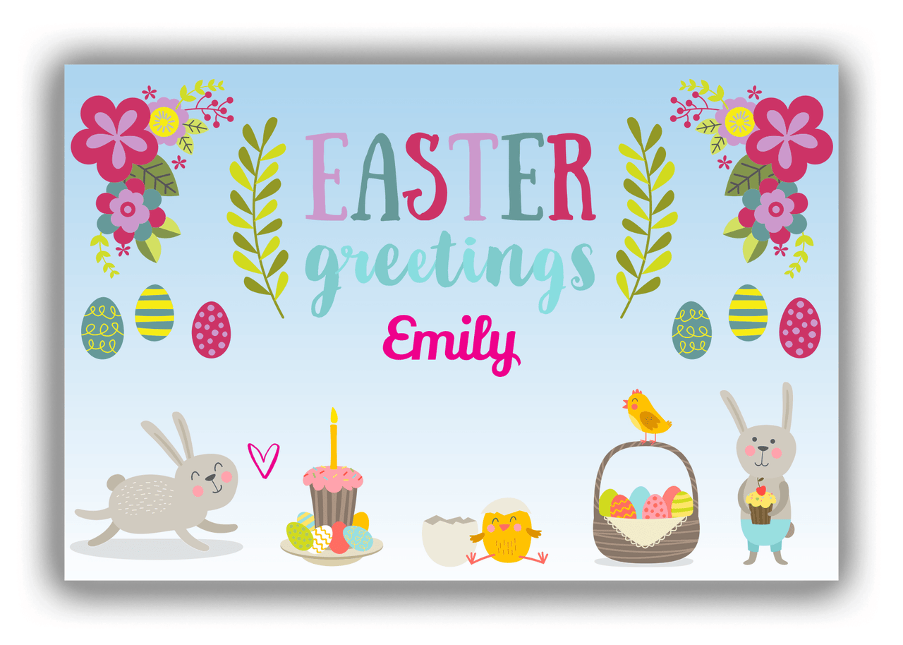Personalized Easter Canvas Wrap & Photo Print X - Easter Greetings - Blue Background - Front View