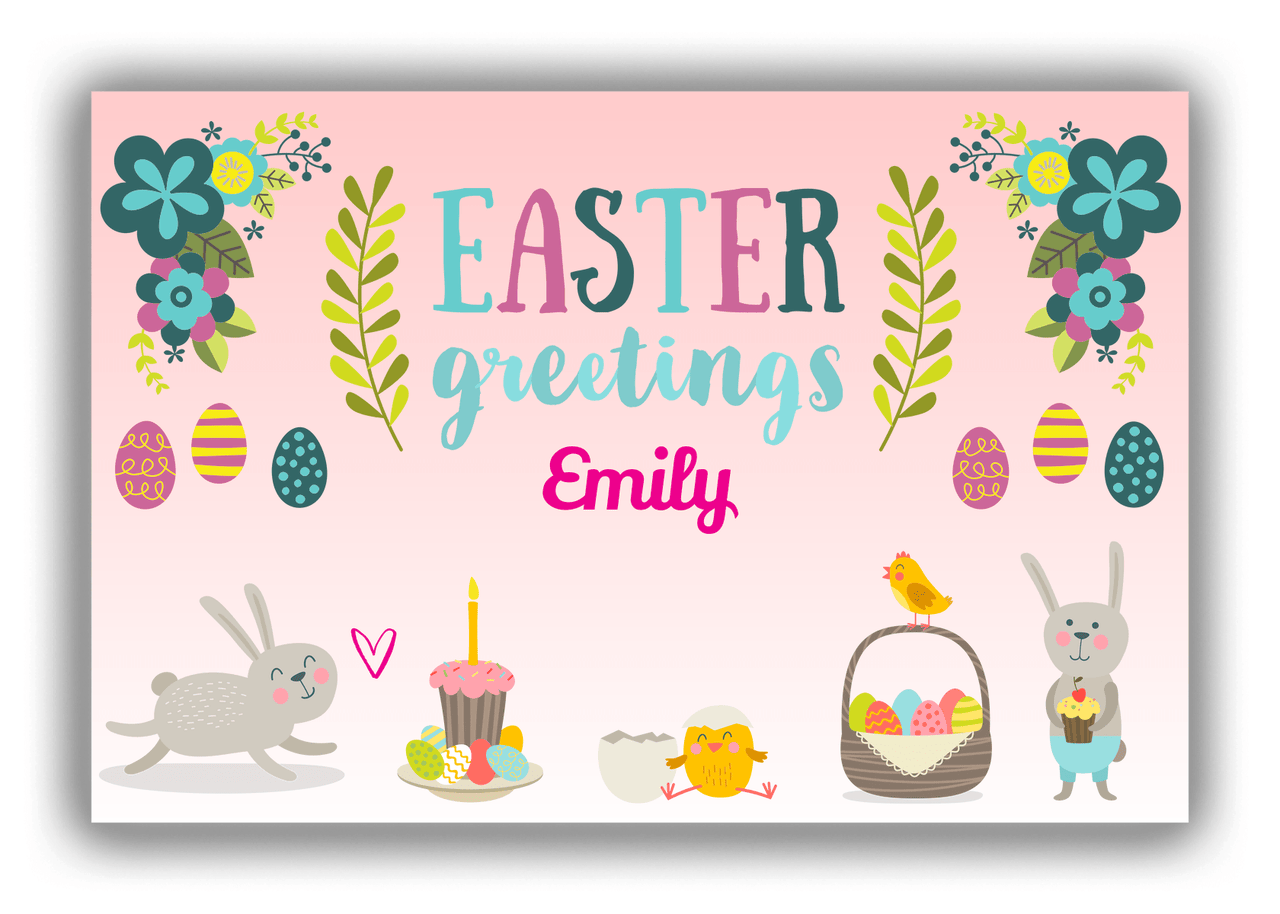 Personalized Easter Canvas Wrap & Photo Print X - Easter Greetings - Pink Background - Front View