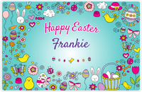 Thumbnail for Personalized Easter Placemat I - Easter Doodle - Teal Background -  View