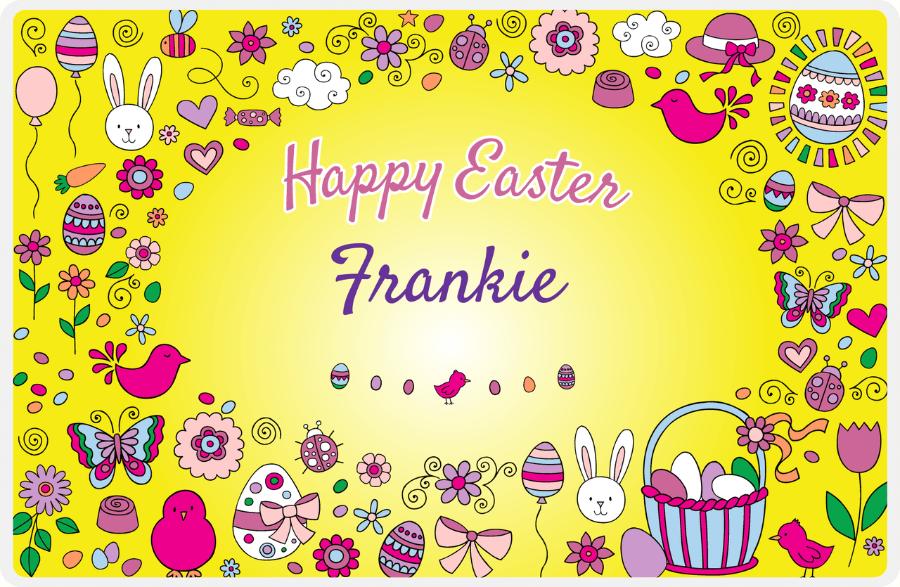 Personalized Easter Placemat I - Easter Doodle - Yellow Background -  View