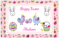 Thumbnail for Personalized Easter Placemat III - Spring Birds - Pink Background -  View
