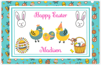Thumbnail for Personalized Easter Placemat III - Spring Birds - Teal Background -  View