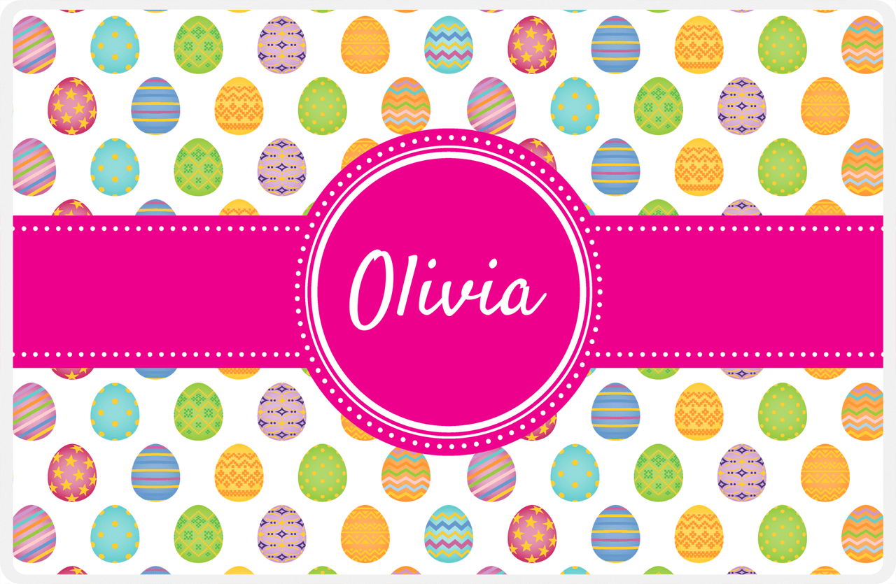 Personalized Easter Placemat IV - Egg Pattern - Circle Ribbon Nameplate -  View