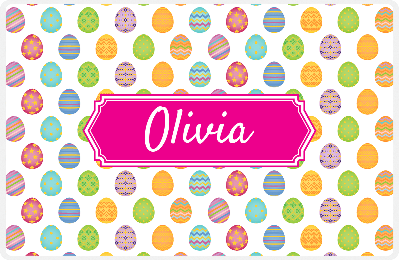 Personalized Easter Placemat IV - Egg Pattern - Decorative Rectangle Nameplate -  View