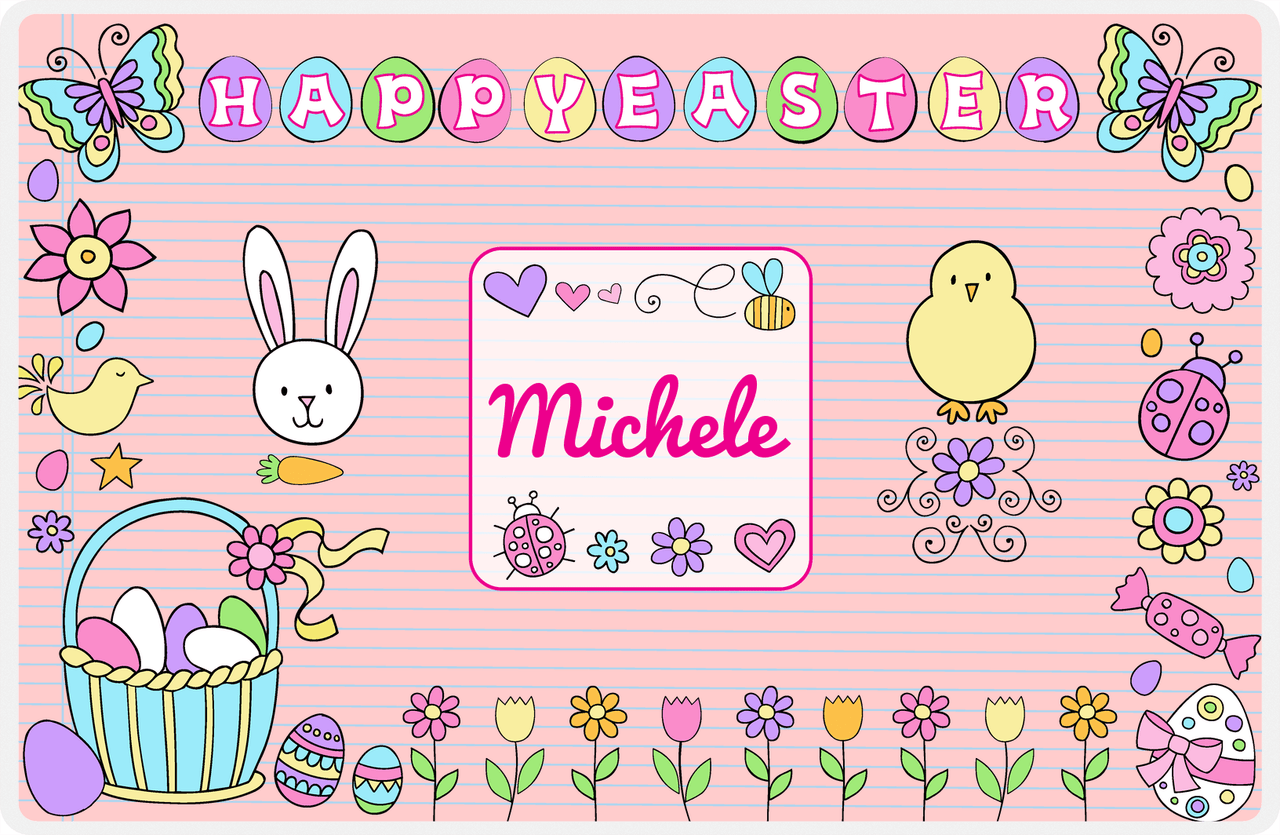 Personalized Easter Placemat VI - Easter Bliss - Pink Background -  View