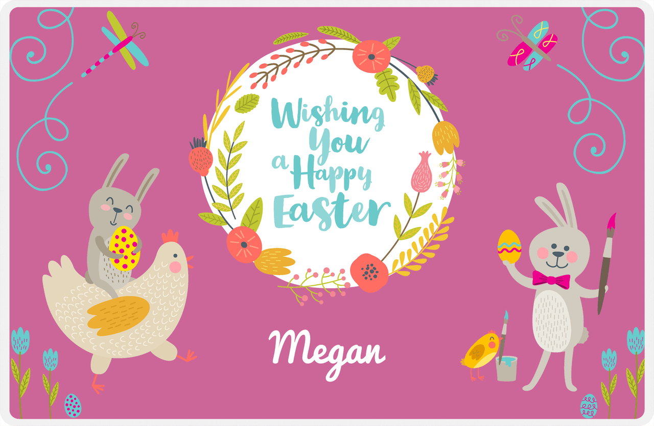 Personalized Easter Placemat VIII - Happy Easter - Pink Background -  View