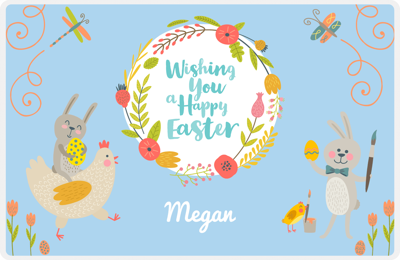 Personalized Easter Placemat VIII - Happy Easter - Blue Background -  View