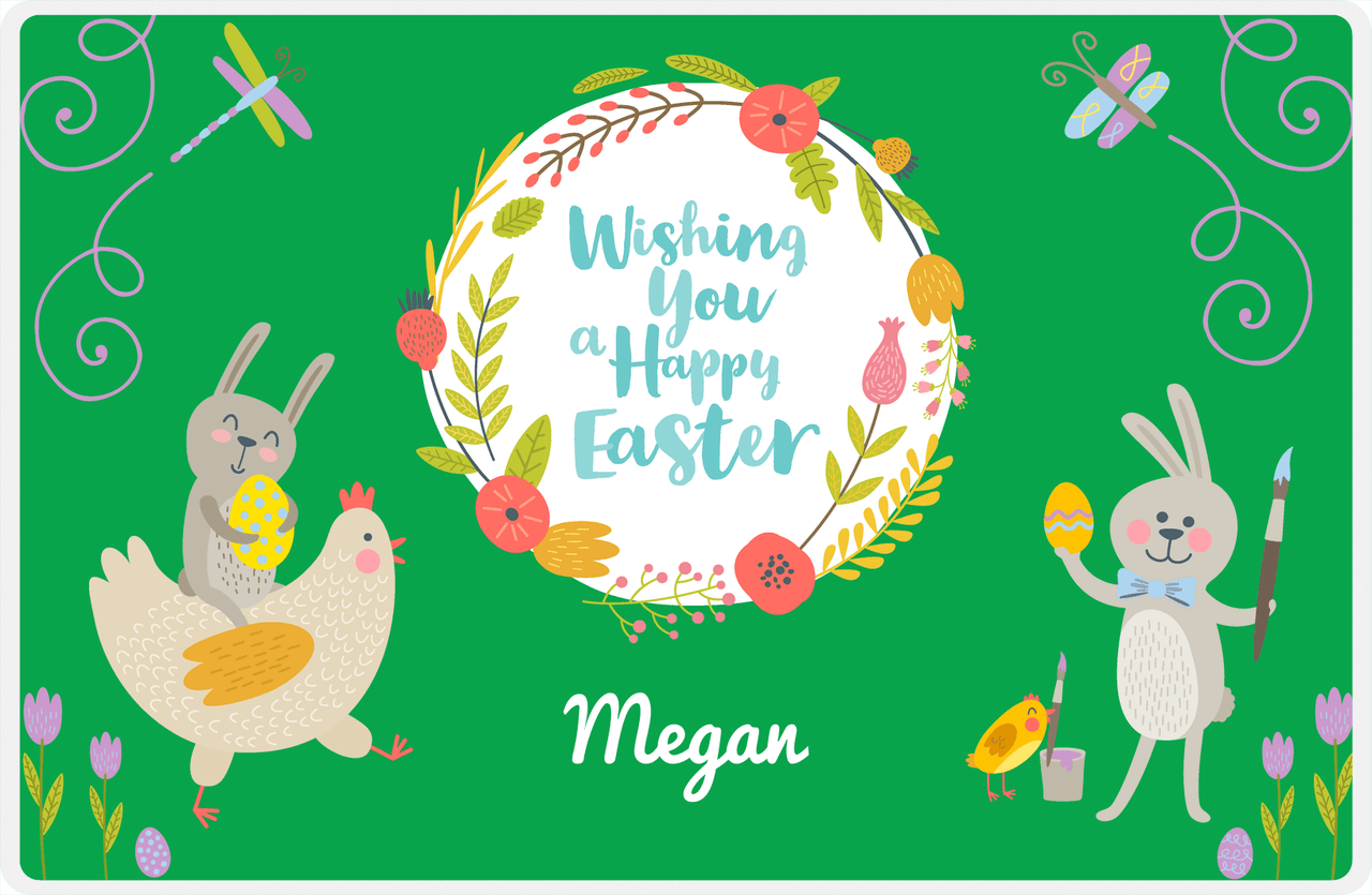 Personalized Easter Placemat VIII - Happy Easter - Green Background -  View